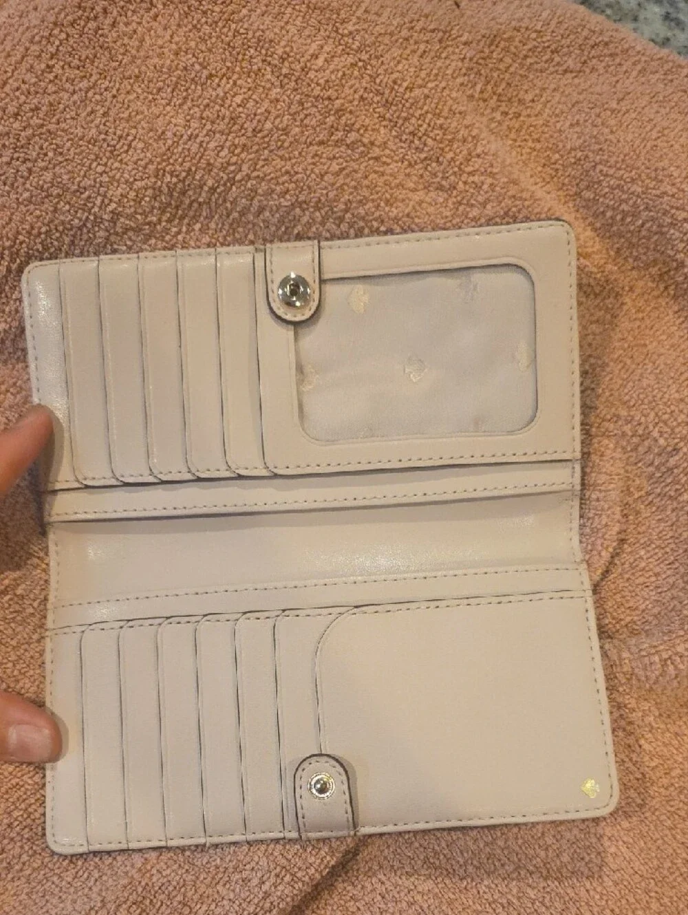 kate spade metallic champagne zip-around continental wallet